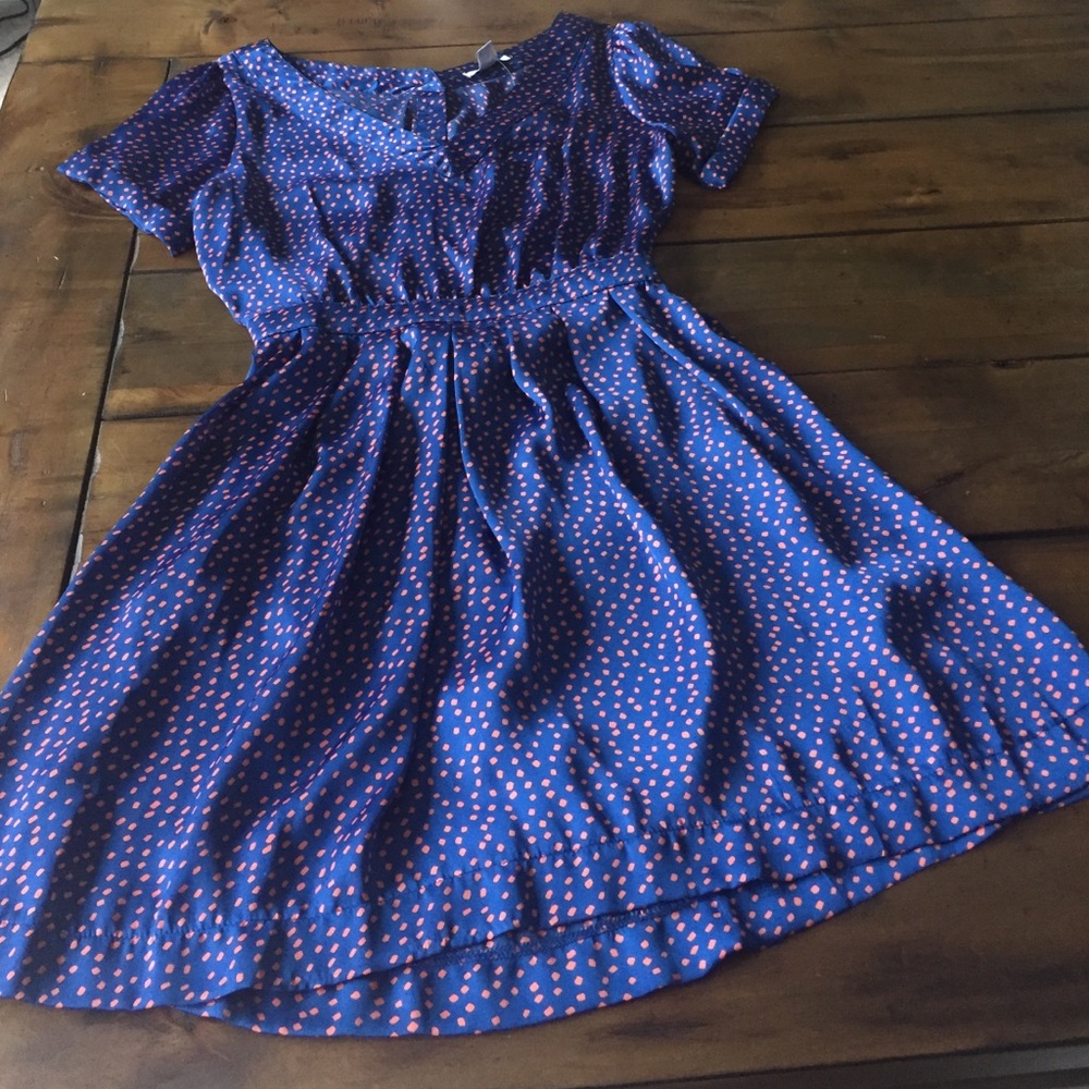 Bar III Navy Blue Mini Dress with Pink Dot Print